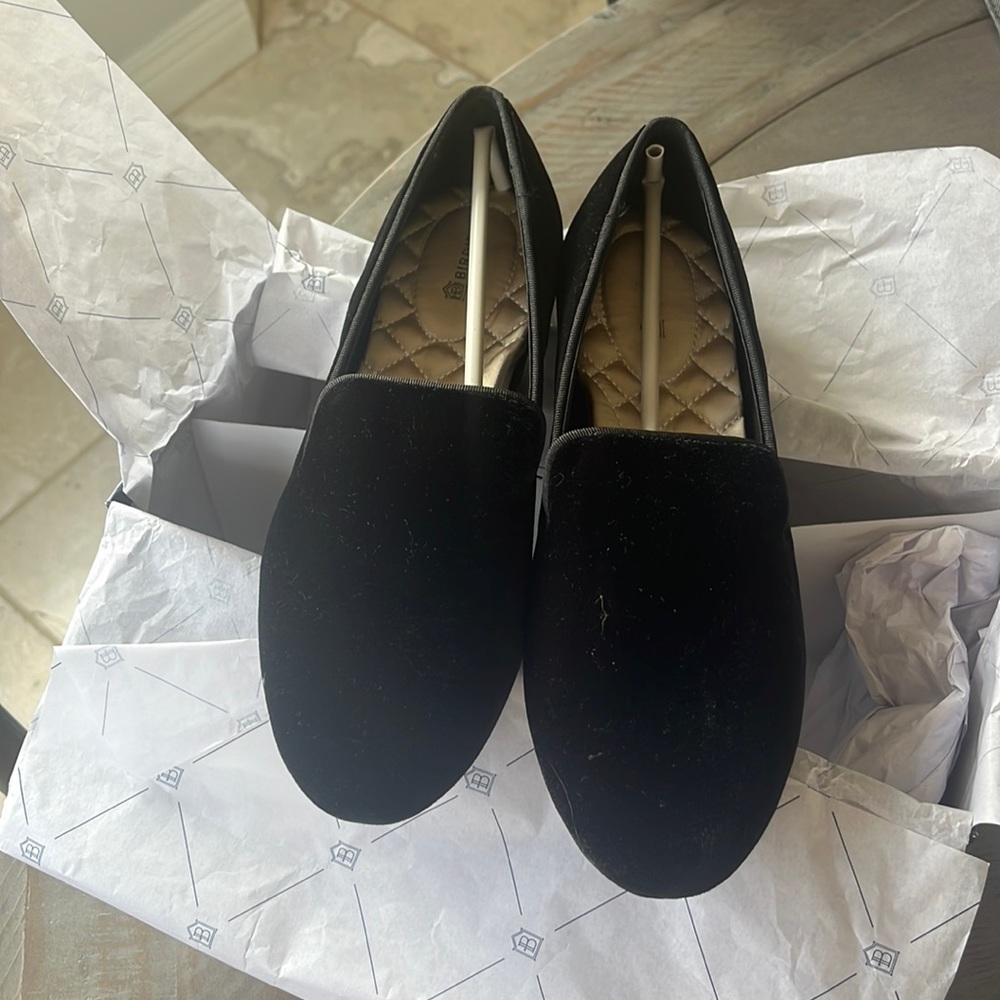 BIRDIES ‘The Starling’ Black Velvet Shoes Size 7 • Brand New in Box